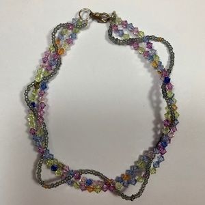 Anklet - Purple & green wave three strand anklet